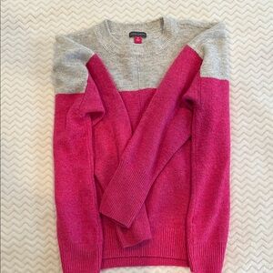 Vince Camuto Pink and Gray Crew Neck Sweater
